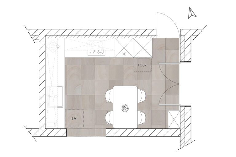 Plan APS 3 explorant une alternative d’aménagement avec circulation optimisée et rangements renforcés