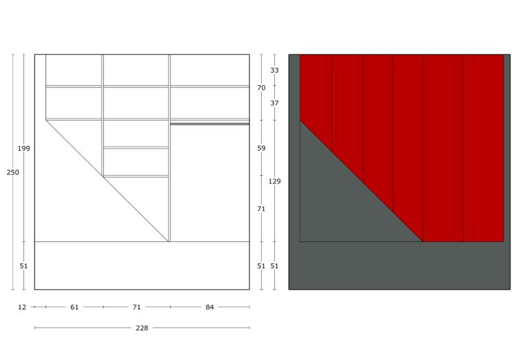 Plan 2D élévation rouge midi