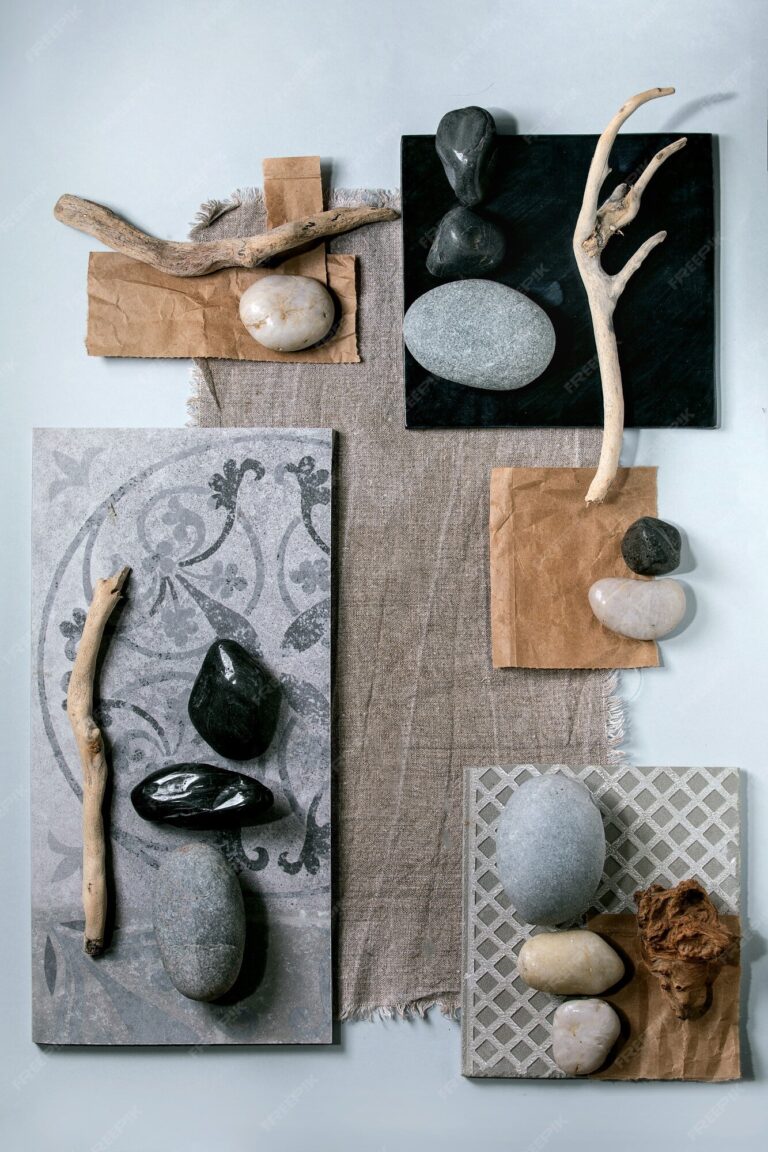 composition de materiaux pour renovation interieur presentee sans hierarchie ni priorisation des choix